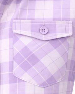Lavender And White Plaid Womens Short Sleeve Button Up Shirt Casual Summer Lightweight Breathable <b>Checkered</b> <b>Top</b> With Pocket - Product Image 6