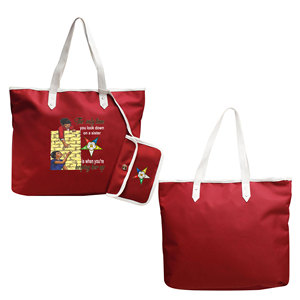 Sac fourre-tout imperméable marron à fermeture éclair brodé Étoile d'Orient, avec logo OES de l'Ordre de l'Étoile d'Orient, Sœur Gardienne - Product Image 1