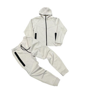 Survêtement unisexe vert à capuche, manches longues, couleur unie, décontracté, respirant, mi-lourd, fermeture éclair, poches latérales - Product Image 2
