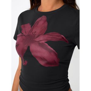 Tops cortos de primavera y verano 2025 a la moda para mujer, camisetas gráficas informales bonitas básicas, ropa de moda a la moda para uso en el gimnasio - Product Image 5