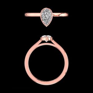 Élégante bague de fiançailles solitaire en or rose 18 carats avec diamant poire de 0,95 carat, sertie clos minimaliste, bijou de mariage pour mariée, cadeau - Product Image 2