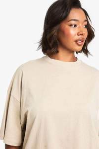 Camiseta de Algodón Lavado para Mujer, Talla Grande, Corte Holgado, Cuello Redondo, Estampada, Informal, Venta al Por Mayor - Product Image 3