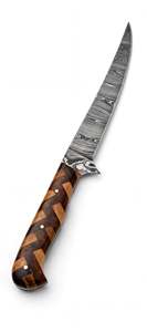 Handcrafted Damascus Steel Long Precision Slicing Utility Knife Geometric Wooden Mosaic Handle <b>Craft</b> <b>Tool</b> - Product Image 4