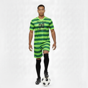Ensemble d'uniformes de football rayés 100 % polyester sublimés, dernières créations pour équipes de club, vente en gros à prix réduit, maillot de football américain personnalisé - Product Image 1