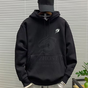 Men's {lain <b>Black</b> Pullover Custom Logo <b>Fleece</b> Sweatshirt with Kangagroo Pocket - Product Image 6
