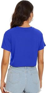 Camiseta Corta Lisa Azul para Mujer, Camiseta Corta de Primera Calidad, Camisetas Extra Grandes, Camisetas Sostenibles para Chicas, Gran Venta - Product Image 2
