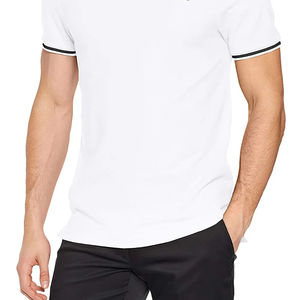 Polo homme en tissu doux, manches courtes, confortable, séchage rapide, personnalisable avec votre logo, couleur blanche, polyester. - Product Image 4