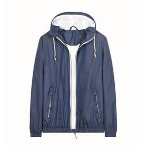 Men's Hooded Blouson <b>Jacket</b> Solid Color Casual Autumn Wear Windproof Polyester Shell Zipper Closure Regular Fit - Product Image 1