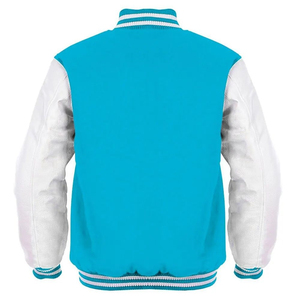 <b>Men's</b> Black <b>White</b> PU Varsity <b>Jacket</b> Regular Fit Turn-down Collar Zipper Closure Preppy Style Solid Color Autumn Wear - Product Image 2