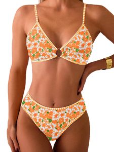 Procure vibrant yellow and orange floral <b>bikinis</b> for retail brands Strict quality controls and low MOQ wholesale manufacturing. - Product Image 1