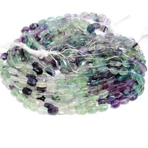 ลูกปัดพลอยฟลูออไรต์ทรงรีธรรมชาติสำหรับทำเครื่องประดับ ลูกปัดฟลูออไรต์แบบหลวมสำหรับสร้อยคอ สร้อยข้อมือ เครื่องประดับทำมือ - Product Image 4