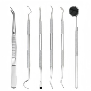 Kit d'outils dentaires : Miroir buccal, détartreur manuel, sonde, éliminateur de plaque et de tartre, instrument de dentisterie à poignée ergonomique - Product Image 1