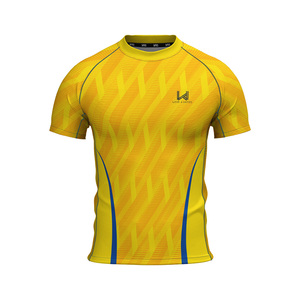 Men's Custom Geometric Print Quick Dry <b>Short</b> Sleeve Crew Neck Contrast Binding Gym & Outdoor Wear Leisure Top <b>Compression</b> Shirt - Product Image 5