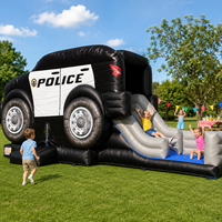 Structure gonflable de police commerciale avec toboggan et aire de jeux pour fêtes d'enfants et événements à louer