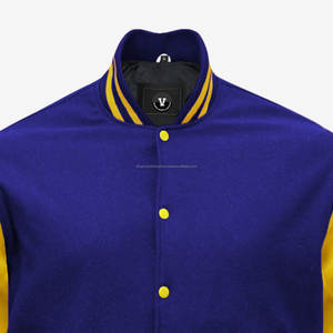 El artículo más exigente Cuerpo de lana de alta calidad Mangas de cuero Parche bordado Letterman Varsity Jacket con 2 bolsillos laterales - Product Image 4