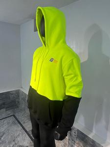 Sweat-shirt de sécurité à capuche haute visibilité ANSI Classe 3, manches contrastées, logo personnalisé, tissu tricoté 100% polyester pour - Product Image 6