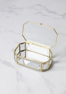Gold Metal & Clear Glass Box Jewelry Organizer Case Plants Terrarium - Product Image 2