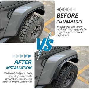 Guardabarros Delanteros y Traseros para Jeep Wrangler Gladiator JT Sport Willys 2020-2024, Compatibles con el Guardabarros Bajo Original - Product Image 4