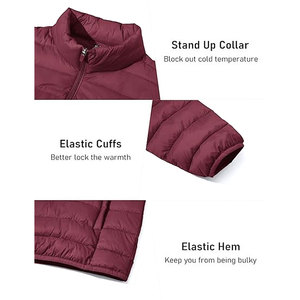 Veste matelassée imperméable pour homme, légère, coupe-vent, avec coque en nylon respirant, fermeture éclair intégrale, élastique - Product Image 6