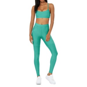 Women's Solid Color Yoga Set High Waist <b>Seamless</b> Leggings Racerback Crop Top 2-Piece Activewear Full Length Sport Wear - Product Image 1