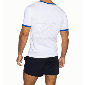 Fabricants professionnels de t-shirts unis respirants à col contrastant, Nouveauté, T-shirts unis à col contrastant en promotion - Product Image 5