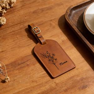 Étiquettes de bagages en cuir véritable personnalisées, étiquettes de voyage avec rabat de confidentialité, étiquettes de valise avec logo personnalisé, vente LMP-0218 - Product Image 1