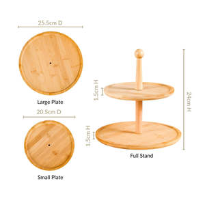 Soporte de madera de dos niveles para pasteles, ecológico, expositor de postres para fiestas, bodas, panaderías y cafeterías - Product Image 5