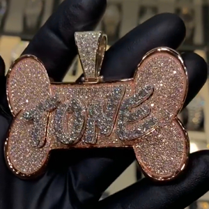 Pendentifs et breloques en diamants blancs, bijoux fins, style hip-hop, chaîne au meilleur prix, breloque avec pendentif en diamants glacés, personnalisable - Product Image 4