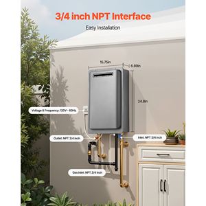 Scaldabagno a propano istantaneo intelligente da 8 galloni per esterni, 191000 BTU, acqua calda immediata, ingresso NPT da 3/4 di pollice per camper e gas GPL - Product Image 6