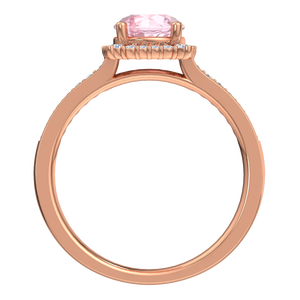 925 Sterling Silver Rhodium Plated <b>Pink</b> Morganite CZ Halo Engagement Wedding Ring with Cubic Zirconia Accents Trendy Women - Product Image 4