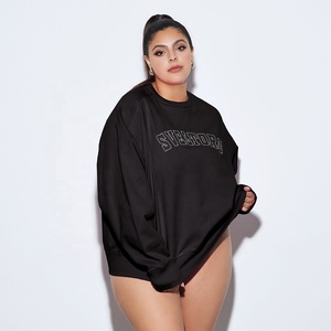 Sweat-shirt rose oversize à col rond et capuche, imprimé sur le devant, manches classiques, en polaire anti-plis, polyester/coton, unisexe - Product Image 3