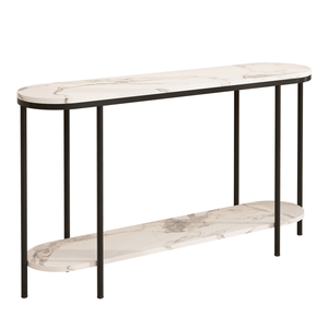 40085878 <b>Console</b> <b>Table</b> 2-Tier Narrow Entryway <b>Storage</b> Shelves Faux Marble Living Room Furniture - Product Image 4