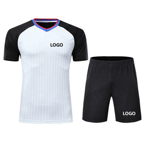 Custom TROPIC EDGE SPORTS Soccer Jersey Kit Unisex <b>White</b> <b>Black</b> <b>Striped</b> V-Neck Short Sleeve Moisture Wicking Polyester Adult All - Product Image 1