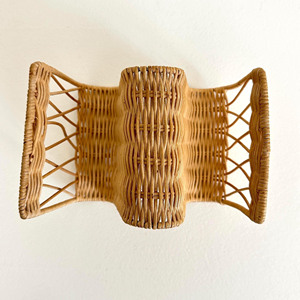 Porte-revues en rotin tressé, forme ondulée, pour organiser le bureau et ranger les magazines - Product Image 5