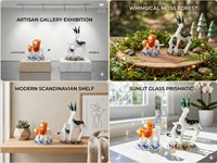 Figurines en verre artisanales miniatures en gros, collection animale créative, design moderne, décoration Feng Shui pour la maison