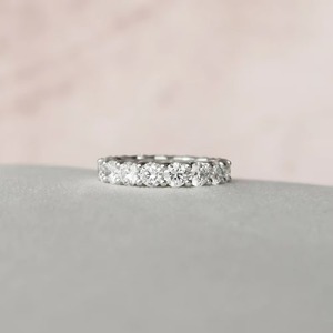 14k White Gold Diamond <b>Ring</b> 2.89CT Round Brilliant Lab Diamond Eternity Band Shared Prong Wedding Band <b>Stacking</b> <b>Ring</b> - Product Image 1