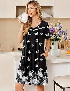 Robe d'été florale bohème pour femmes, à fermeture éclair, manches courtes, légère, douce, avec poches - Product Image 3