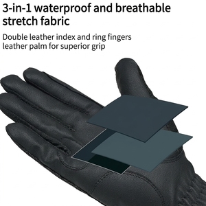 Gants en cuir à doigts entiers compatibles avec les écrans tactiles, fermeture auto-agrippante, gants de cyclisme unisexes, sports de plein air d'été - Product Image 6