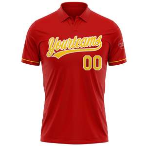เสื้อโปโลชายสีแดงแบบสั่งทำพิเศษ แขนสั้น พิมพ์ลายด้วยความร้อน ระบายอากาศได้ดี ผลิตจากผ้าโพลีเอสเตอร์ถัก สไตล์ลำลอง โลโก้ด้านหน้า - Product Image 1