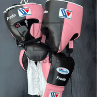 Conjunto de Boxeo Azul Personalizable de Alta Calidad, Cuero Vacuno Genuino, Cierre con Cordones, Guantes de Artes Marciales con Muñequera Ajustable