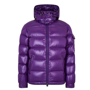 2024 Custom Logo <b>Zip</b>-<b>up</b> Men's Winter Puffer <b>Jacket</b> Nylon Canvas Breathable and Windproof with Hood Solid Color Plus Size - Product Image 2