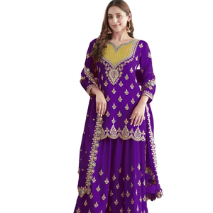 Pida Ahora: Nuevo Diseño de Traje Salwar Tradicional Air Tex Chinon con Bordado Pesado en Ambos Lados, Precio al por Mayor para Fiestas - Product Image 1