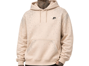 Wholesale Heavyweight Cotton <b>Fleece</b> Rhinestone Hoodies Men's Oversized Streetwear Pullover <b>Thick</b> Fabric Custom Logo Regular Fit - Product Image 3