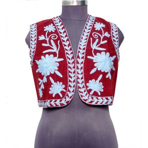 Chaleco de algodón puro estampado para mujer, sin mangas, estilo bohemio floral, acolchado, largo recortado, ideal para bodas de invierno. - Product Image 1
