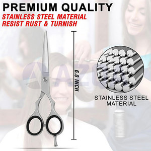 Professional Stainless Steel Hair Cutting and Thinning Scissors <b>Set</b> with <b>Barber</b> Razor and Leather Case - Product Image 5