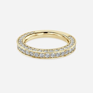 Anillo de Boda Ancho de Dos Hileras con Diamantes Redondos Brillantes de 3.75CT, Oro Amarillo de 14KT, Anillo de Aniversario para Mujer, Venta al Por Mayor - Product Image 1