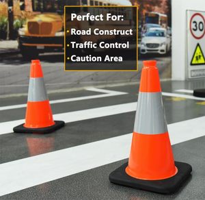 CITICITY 18 Inch Orange PVC Traffic Cones with Black Base, Reflective Safety Cones, Durable Construction Parking Cones for Roads - Product Image 2
