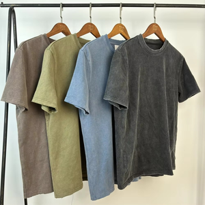 T-shirt oversize délavé à l'acide pour homme, en coton épais, uni, coupe décontractée, OEM - Product Image 6