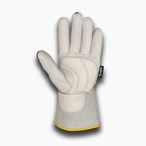 Guantes de Trabajo de Cuero Parflex, Puntas de Dedos Texturizadas Blancas Antideslizantes, Puño Recto, Guantes de Seguridad de Uso General - Product Image 2