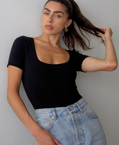 Women's Solid <b>Square</b> Neck Skinny Activewear Midi Casual Breathable High Quality Spandex/Polyester Silk Screen Printing 220g - Product Image 3